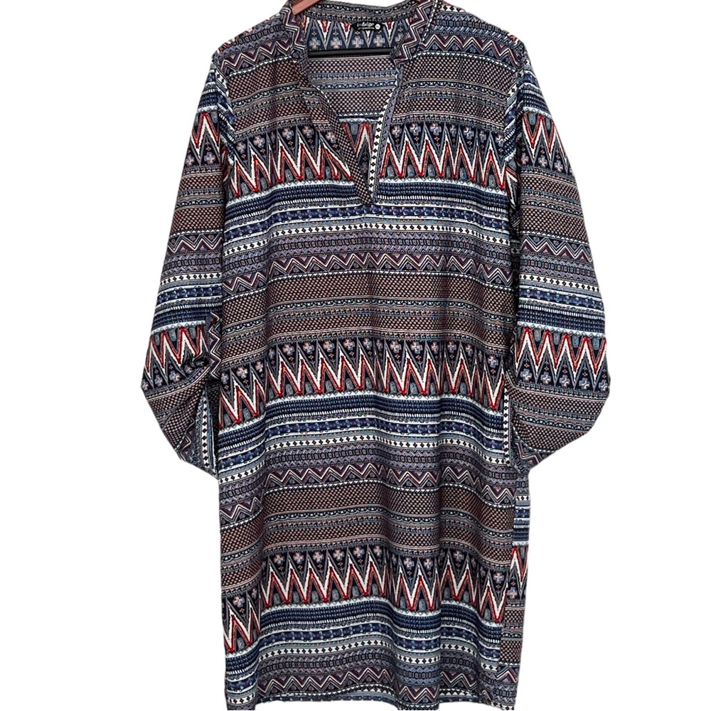 Indulge Women’s Blue Print Dress Sz 2X